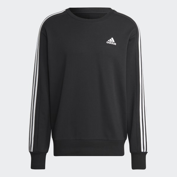 Black Essentials French Terry 3-Stripes Sweatshirt