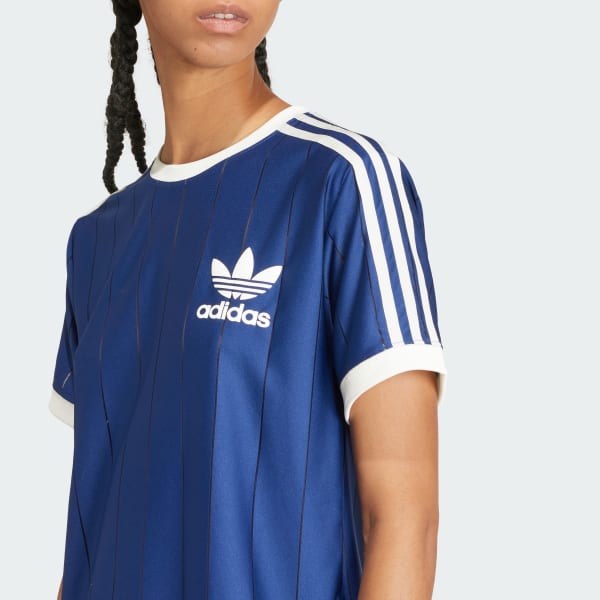【Adidas】★美ライン魅せる3ストライプT青 レディース 【adidas】 アディダス W TERRY 3ST TEE ショート