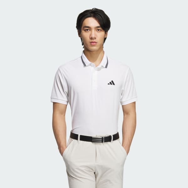 White 3-Stripes Short Sleeve Ribbed Polo Shirt