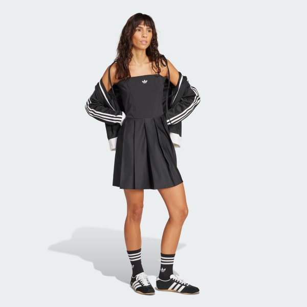 adidas フリル プリーツドレス アディダス リボン プリーツ ミニ ドレス - ブラック