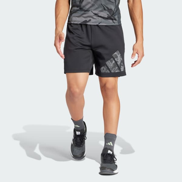 adidas Workout Logo Knit Shorts - Black, Men's Training