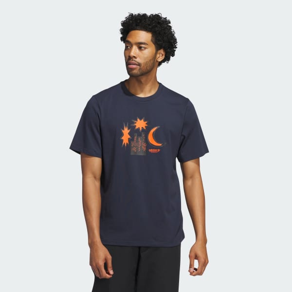 Azul Playera Skateboarding Skyline