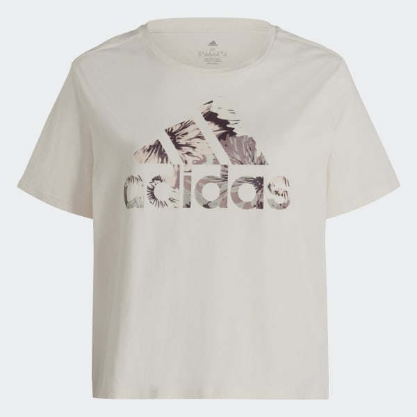 Beige T-shirt imprimé intégral Regular (Grandes tailles)