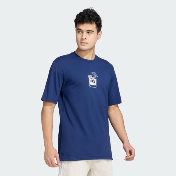 Blue M L DRINK TEE