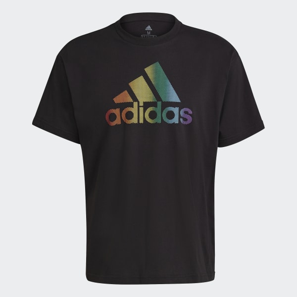 Negro Camiseta Estampada adidas Pride Logo (Género Neutro)