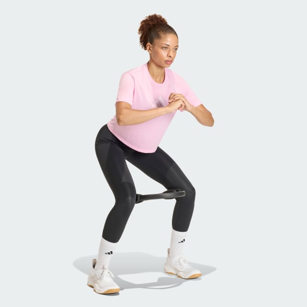 Rosa Camiseta de Entrenamiento Train Essentials Big Performance Logo