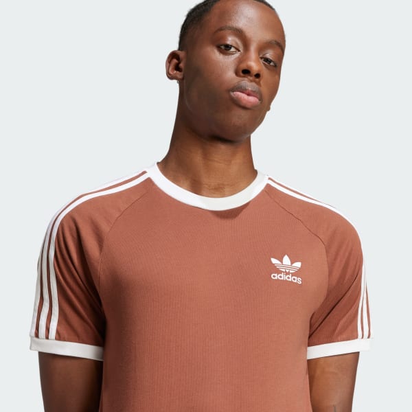 Adidas originals california 3 stripes t shirt pink top