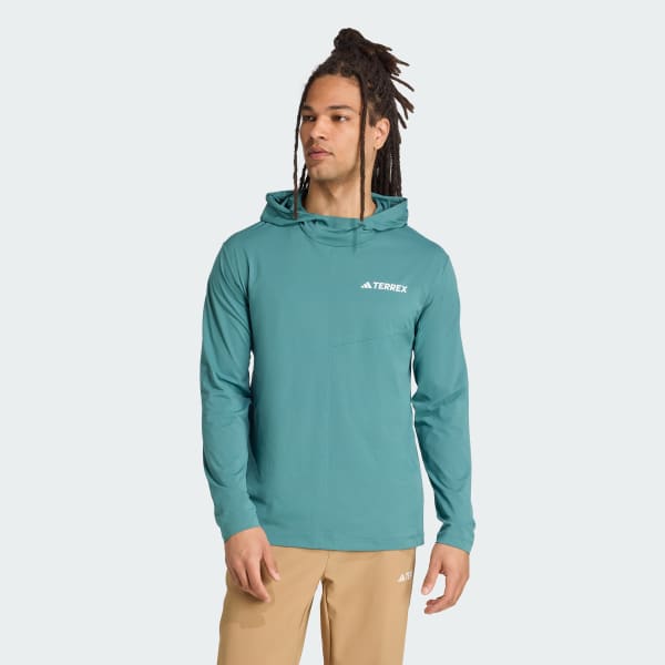 adidas Terrex Multi Climacool Hooded Long Sleeve Top - Blue | Free