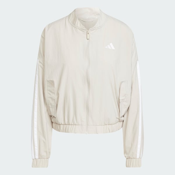 Beige Campera Bómber Essentials 3 Tiras Lifestyle Tejida