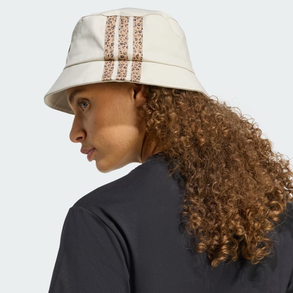 Beige adidas Sportswear 3-Stripes Solhatt med leopardmönster