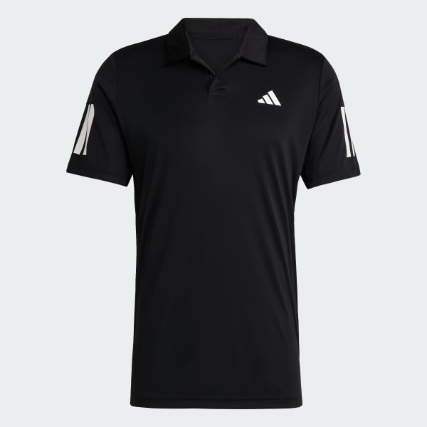 Schwarz Club Tennis 3-Streifen Poloshirt
