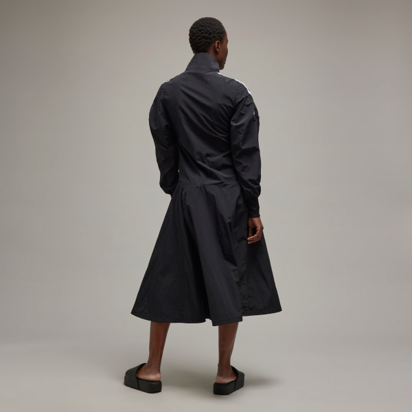 Preto Vestido Jaqueta Crinkle-Nylon Long