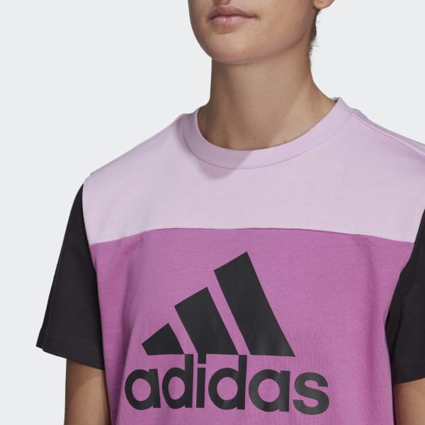 Fioletowy Essentials Colorblock Logo Tee TU382