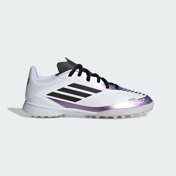 สีขาว รองเท้าฟุตบอล Messi F50 League Turf สำหรับเด็ก