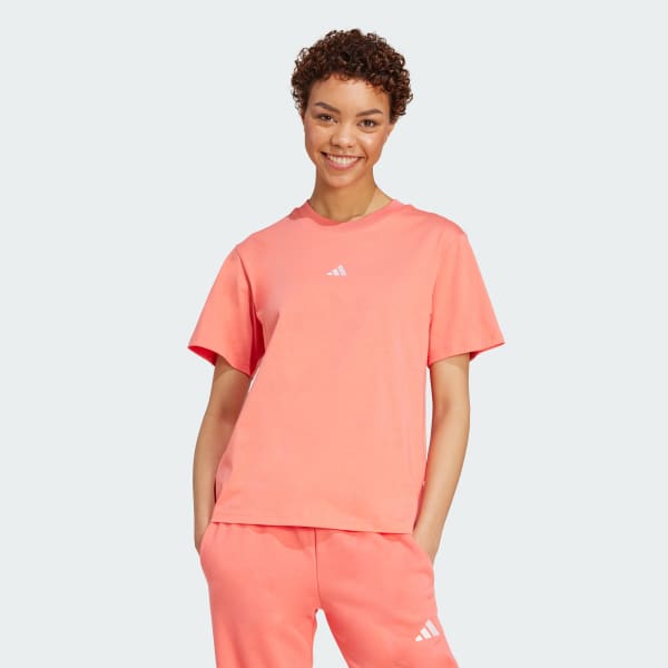 Rosa Camiseta Essentials de algodão com logotipo pequeno.