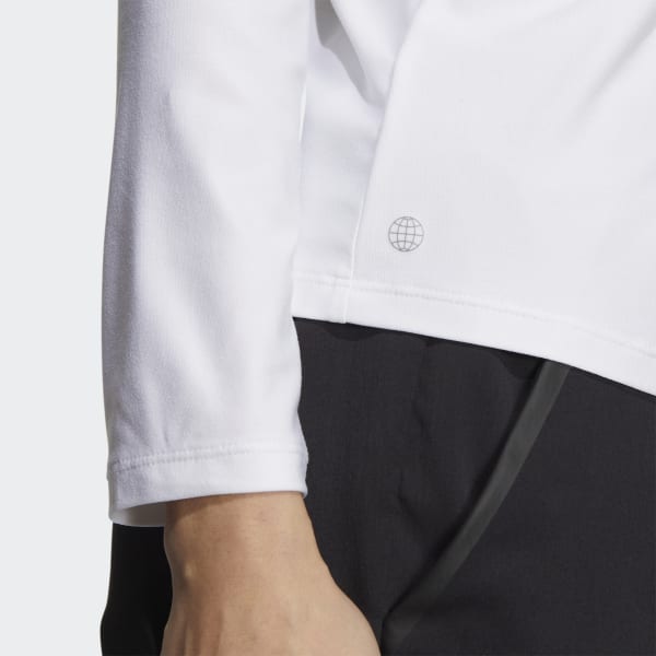 White Long Sleeve Stretch Polo Shirt BT757