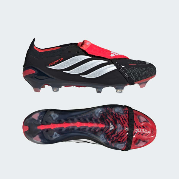 Black PREDATOR ELITE Fold-Over Tongue Firm Ground Football Boots