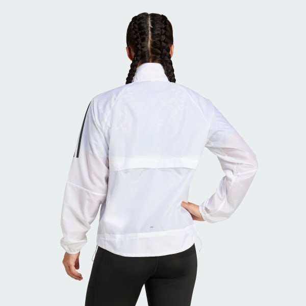 Branco Jaqueta Embalável Own the Run Três Listras