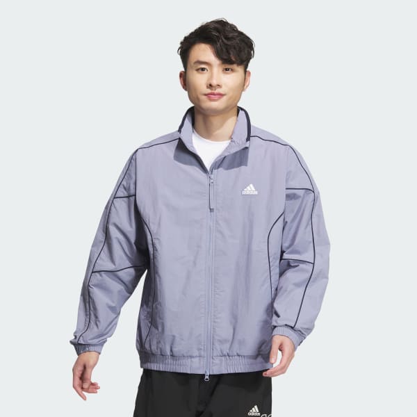 Fioletowy Wording Loose Fit Wrinkled Nylon Woven Brushed Tricot Lined Track Top (Gender Neutral)