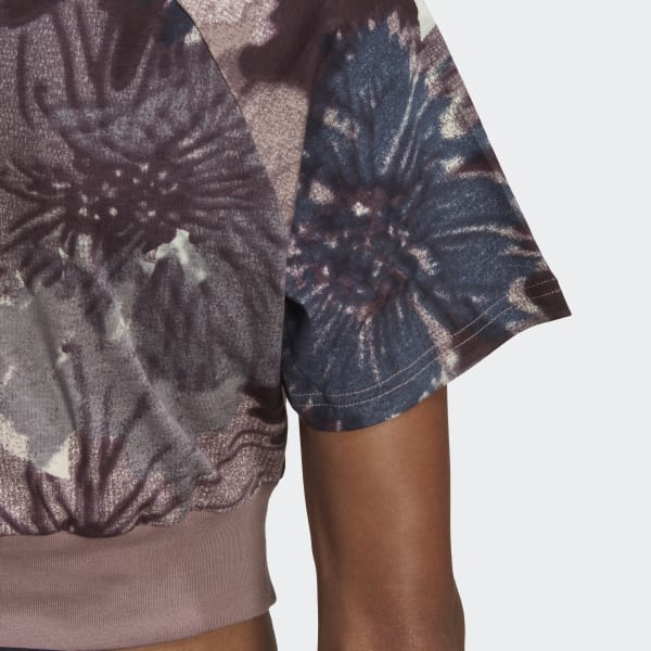 Lilla Allover Print Cropped T-Skjorte MME52