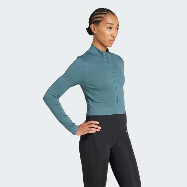 Vert Workout Essentials Veste en tricot entièrement zippée