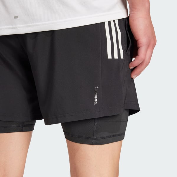adidas Own the Run CLIMACOOL 2-in-1 5-Pocket Shorts - Black | Free