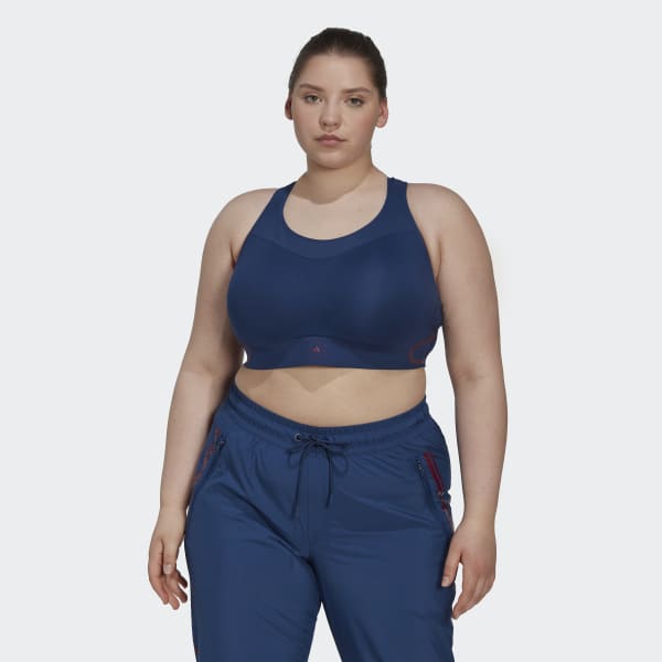 Blue adidas by Stella McCartney TruePace High Support Sports Bra- Plus Size