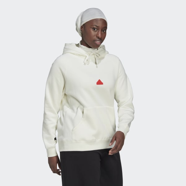 White Oversized Hooded Sweatshirt HQ512