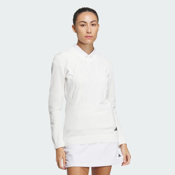 White 프라임니트 그라데이션 패턴 롱 슬리브 크루넥 풀오버