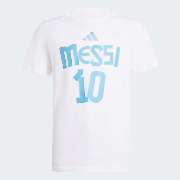Hvit Messi Name and Number Graphic T-skjorte