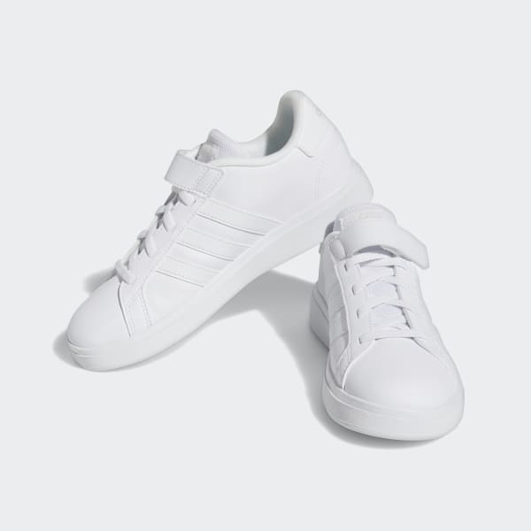 White Grand Court Court Elastic Lace and Top Strap Shoes