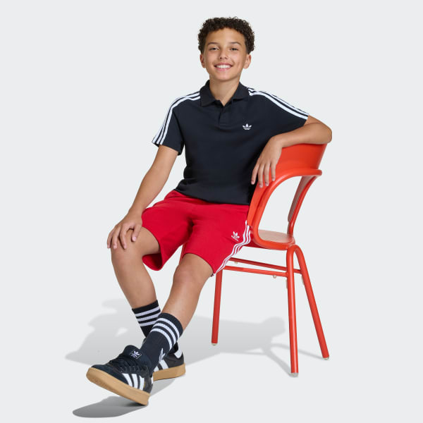 ブラック スリーストライプス 半袖ポロTシャツ