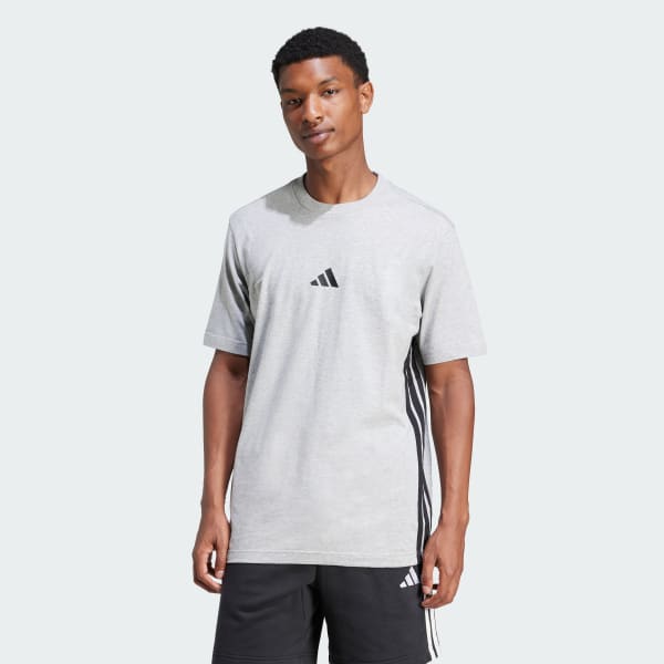 Grey Essentials 3-Stripes Single Jersey Tee
