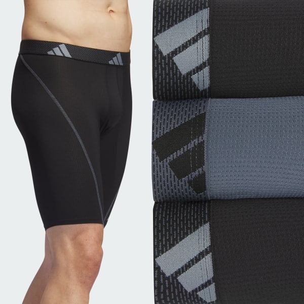 adidas Performance Mesh Graphic Long Boxer Briefs 3-Pack - Black