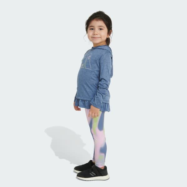 adidas Long Sleeve Hooded Mélange Top and Allover Print Tight Set - Blue |  Kids' Lifestyle | adidas US