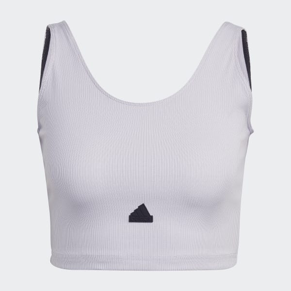 adidas Rib Cropped Top - Purple