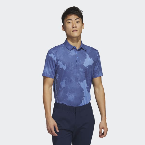 Blue Flower Mesh Golf Polo Shirt
