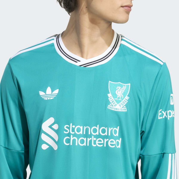 Liverpool Adidas ターコイズ3rdユニホーム長袖シャツ　レプリカ adidas Liverpool FC 25/26 Long Sleeve Third Jersey - Green | Free