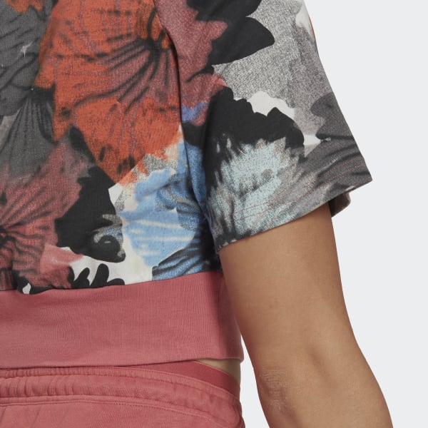 Czerwony Allover Print Cropped Tee MME52