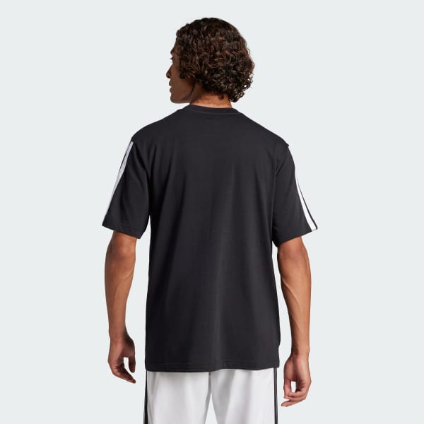Schwarz Essentials 3-Streifen Single Jersey T-Shirt