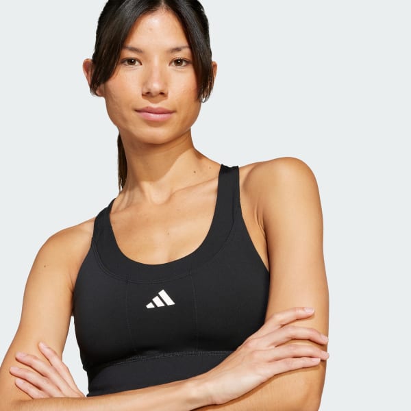 adidas Run Pocket Medium Support Bra - Black | Free Shipping