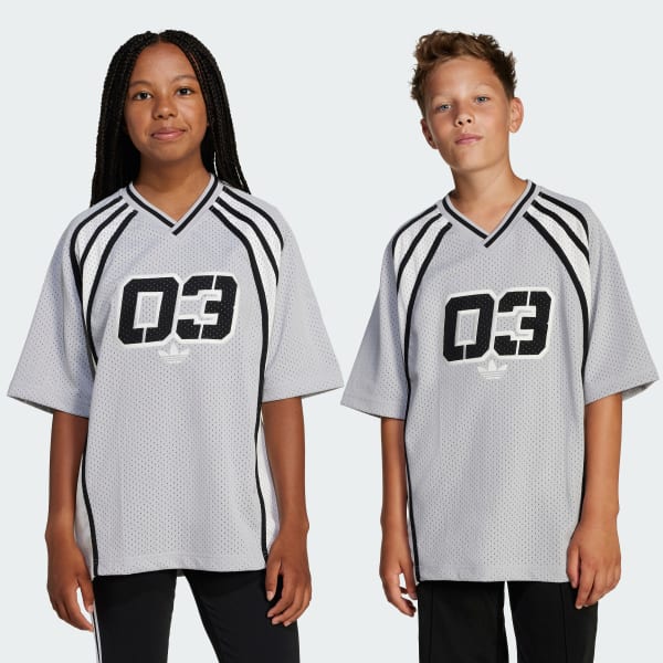 สีเทา เสื้อยืดผ้าเจอร์ซีย์ทรงโอเวอร์ไซส์