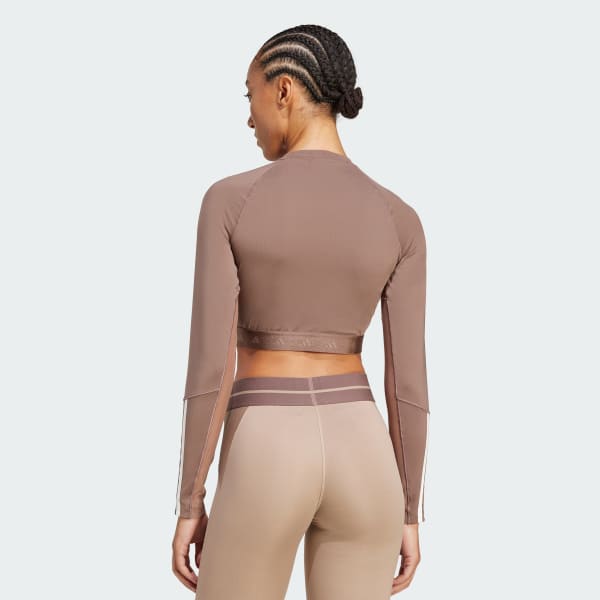 Brown Hyperglam Training Cropped Long Sleeve Tee