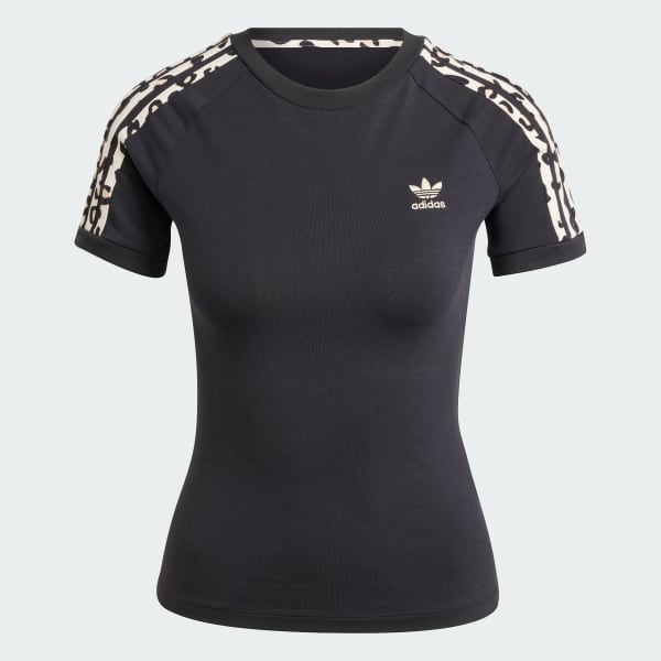 Svart Leopard 3-Stripes T-shirt