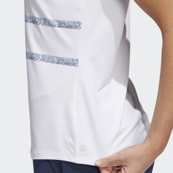 Blue Herringbone Stripe Sleeveless Polo Shirt CN343