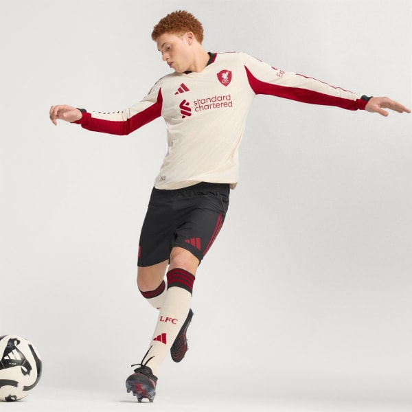 Hvid Liverpool FC 25/26 Long Sleeve Authentic udebanetrøje
