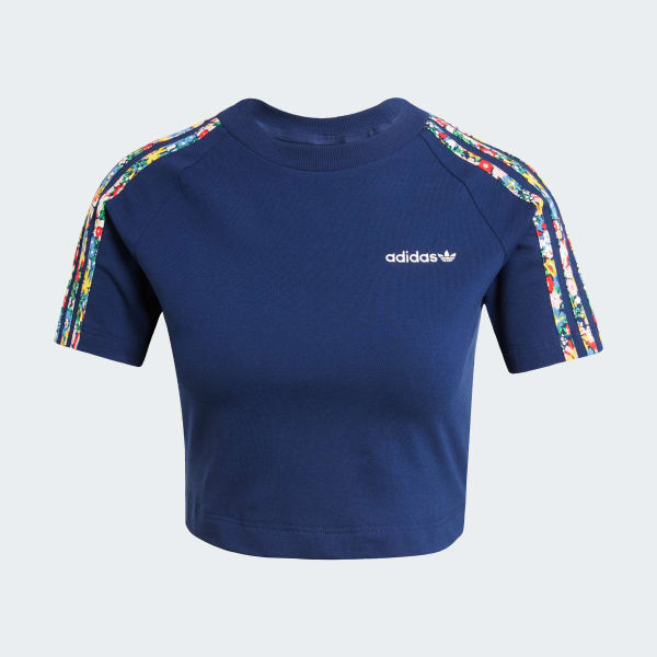Blue adidas Originals x Liberty London 3-Stripes Infill Baby Tee