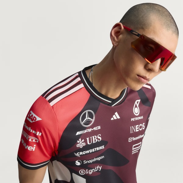 Burgundy Mercedes - AMG Petronas Formula One Team Driver Jersey Authentic Summer Pack