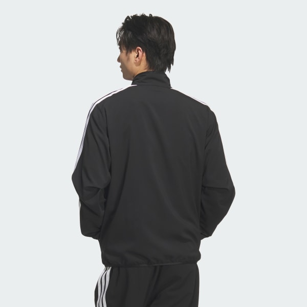 Black 3-스트라이프 레귤러 핏 라이트 우븐 트랙 탑