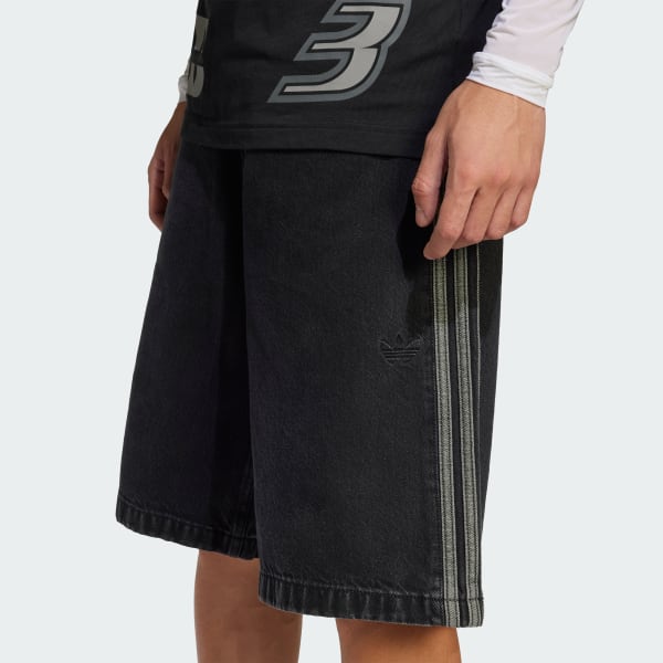 adidas Adicolor Denim Firebird Shorts - Black | Free Shipping with